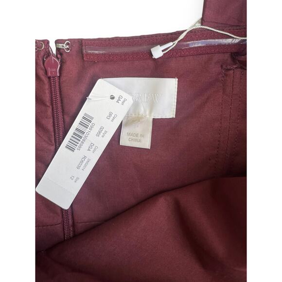 J.Crew Burgundy One-Shoulder Bow Silk Cocktail Party Dress | Sz 12 NEW | 02955 - Picture 13 of 14